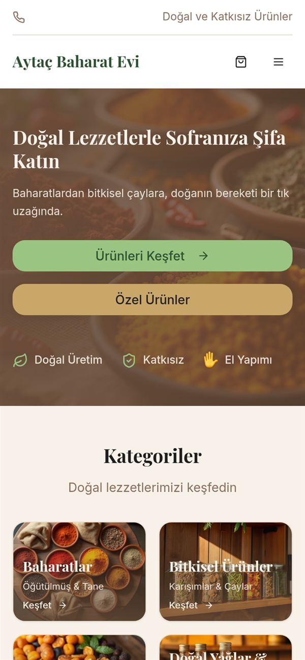 Aytaç Baharat e-ticaret web sitesi — Antalya web tasarım